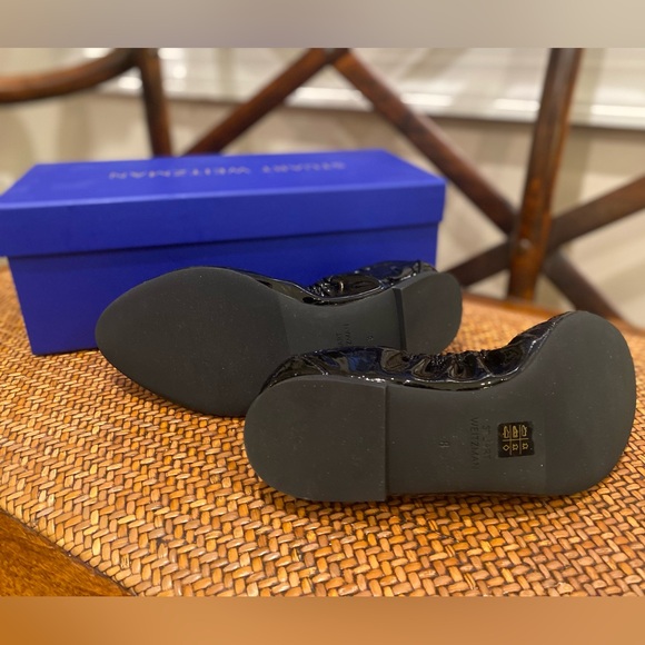 Stuart Weitzman Glossy Black Flats - 8 - Picture 2 of 6